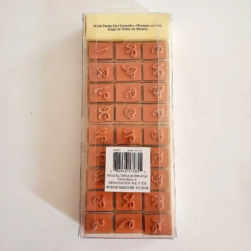 Recollections Alphabet Uppercase Script Wood Stamp Set 27 Pieces